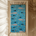 Load image into Gallery viewer, Organic Under the Sea Whales and Sharks and Fishies Custom Baby and Toddler Bedding - MookyPookyandMuffin