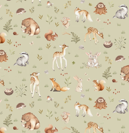 Forest Friends in Green Custom Baby and Toddler Bedding - MookyPookyandMuffin