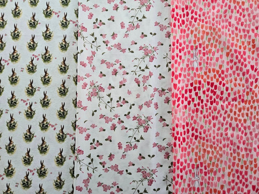 Bunnies and Blossoms Handmade Crib Sheet Set of 3 - MookyPookyandMuffin