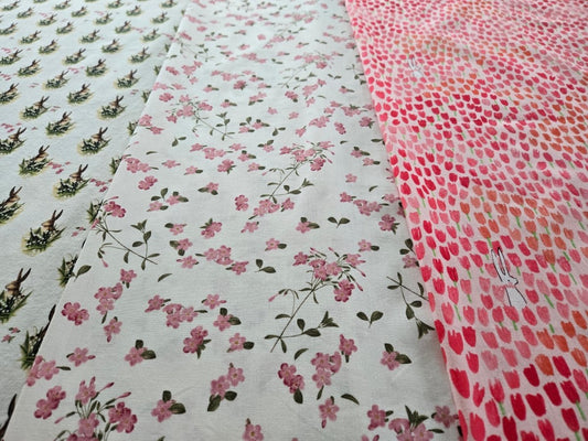 Bunnies and Blossoms Handmade Crib Sheet Set of 3 - MookyPookyandMuffin