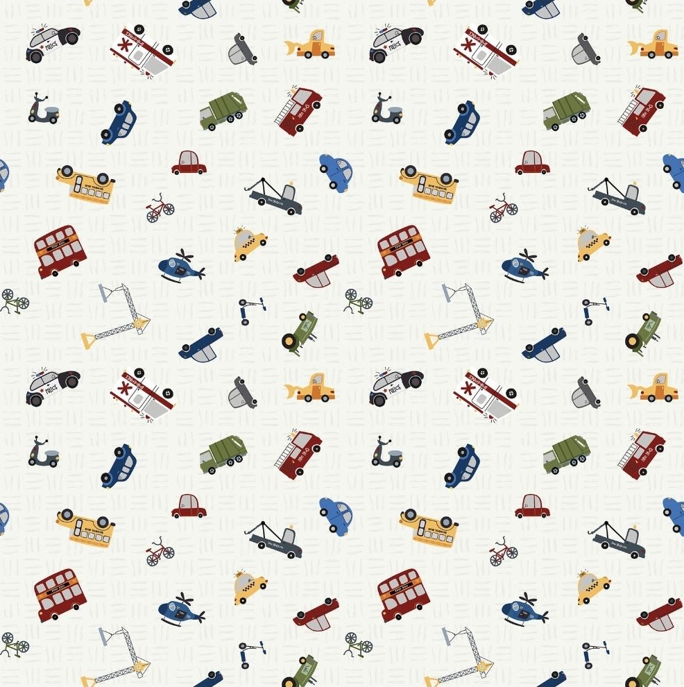 City Hustle and Bustle – Vehicle Parade Crib Handmade Baby and Toddler Bedding - MookyPookyandMuffin