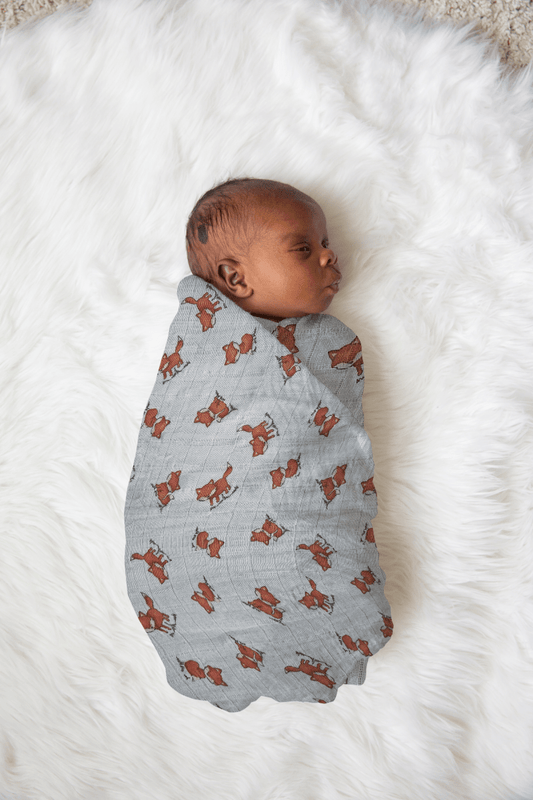 Foxy Time Swaddle Blanket - MookyPookyandMuffin