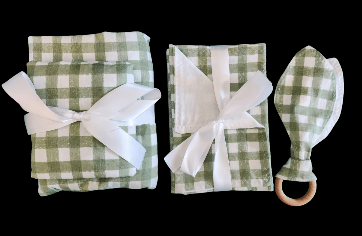✅ Green & White Check Handmade Baby and Toddler Bedding - MookyPookyandMuffin