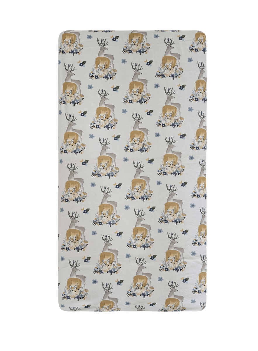 Mommy Daddy and Baby Deer Ready to Ship Crib Sheet - MookyPookyandMuffin