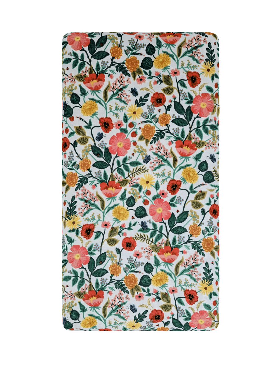 Poppy Fields on Cream Ready to Ship Handmade Crib Sheet - MookyPookyandMuffin