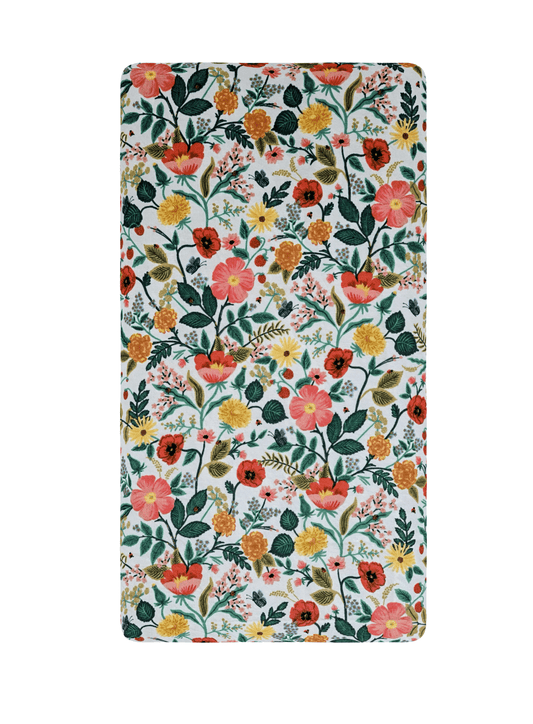 Poppy Fields on Cream Ready to Ship Handmade Crib Sheet - MookyPookyandMuffin