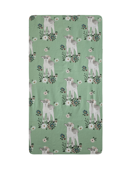 Spring Lambs and Flowers Ready to Ship Crib Sheet - MookyPookyandMuffin