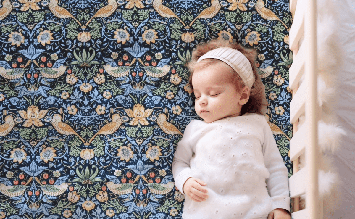 Strawberry Thief in Blue – Handmade William Morris Baby & Toddler Bedding - MookyPookyandMuffin