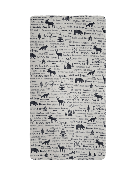 Wild and Free with the Woodland Creatures Ready to Ship Crib Sheet - MookyPookyandMuffin