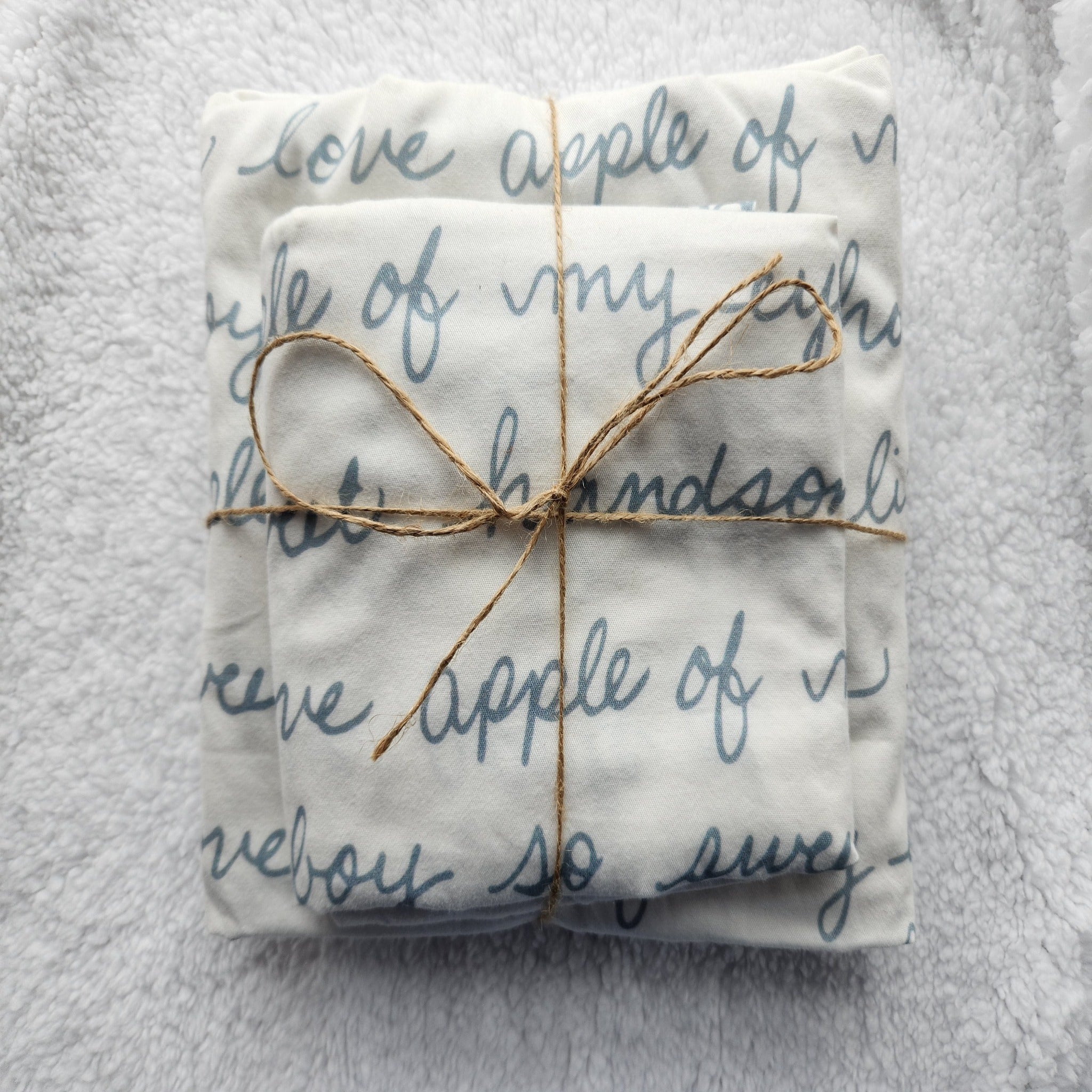 Organic Sweet Words for a Baby Boy Crib Sheet+Changing Pad Cover Set - MookyPookyandMuffin