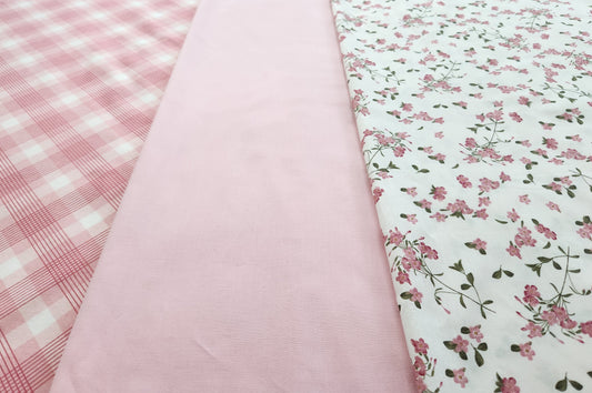 Crib Sheet Set Pink Plaid and Pink Floral - MookyPookyandMuffin