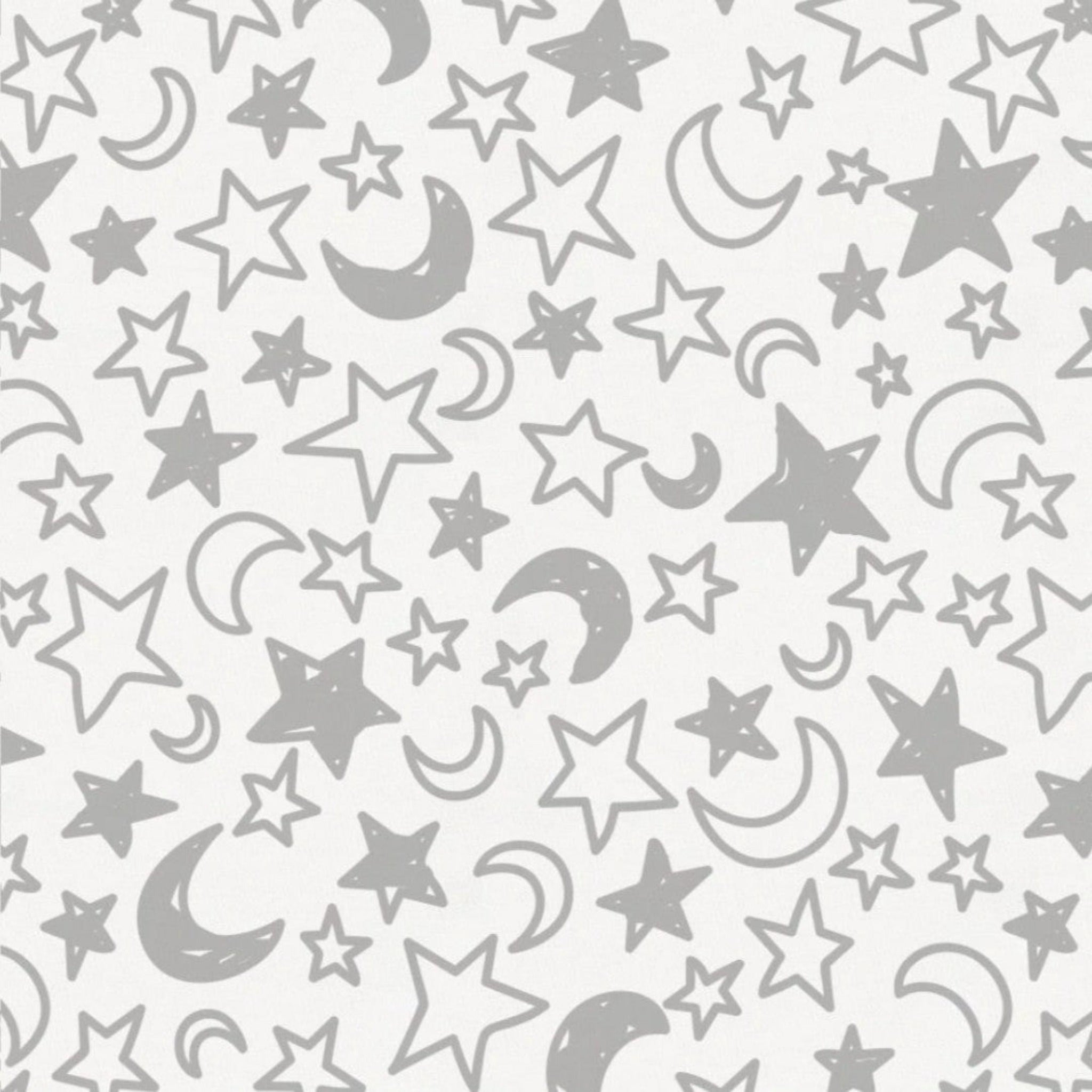 Organic Gray and White Stars and Moons Crib Sheet - MookyPookyandMuffin