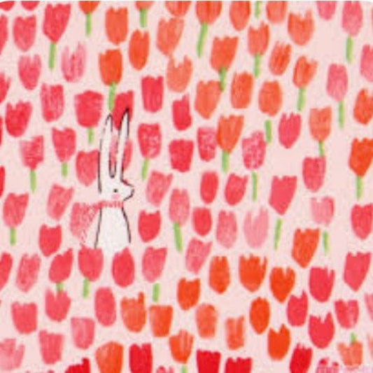 Bunnies in a Tulip Field Custom Crib Sheet - MookyPookyandMuffin