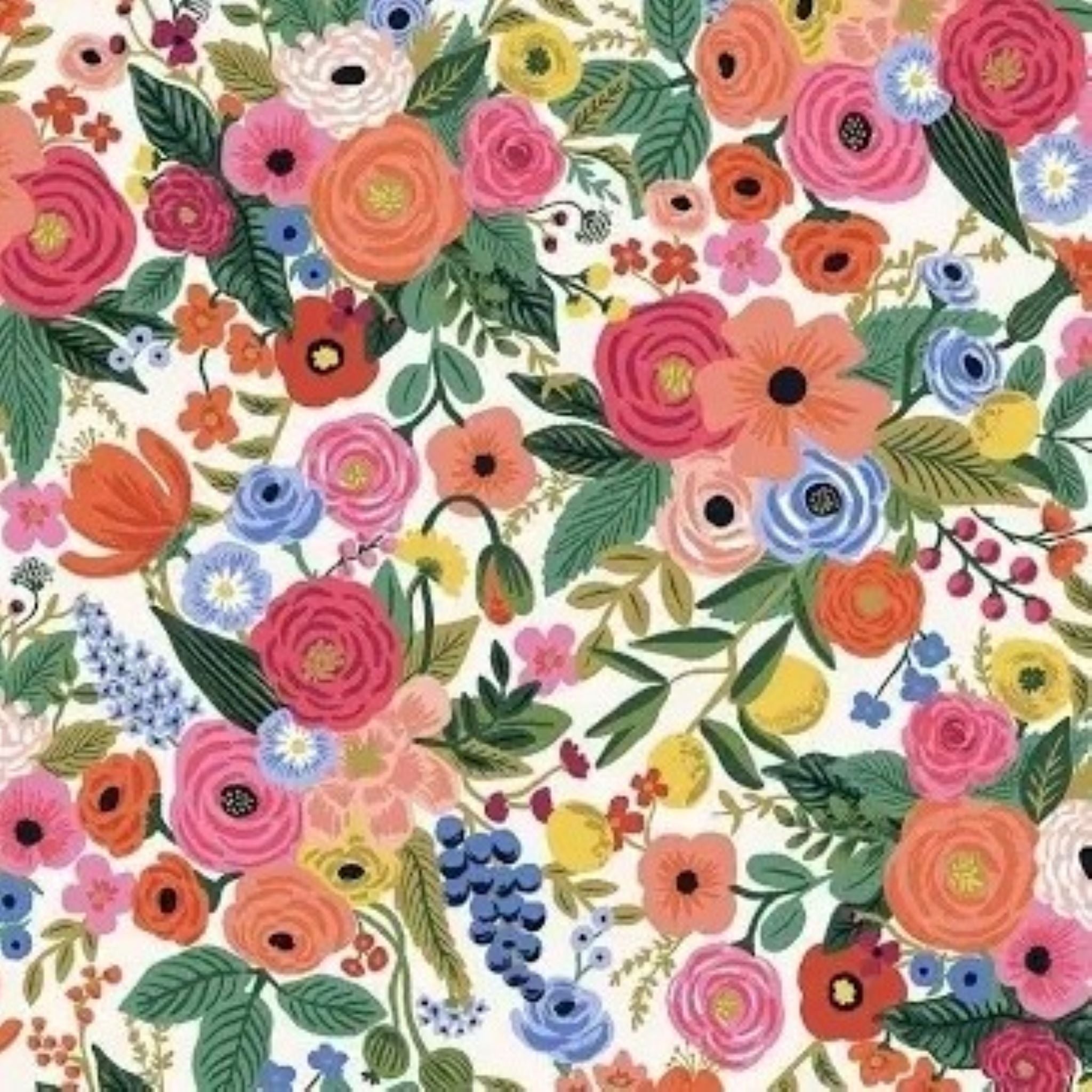Rifle Paper Co Wildwood Petite Garden Party Cream Cotton Quilting Fabric - MookyPookyandMuffin
