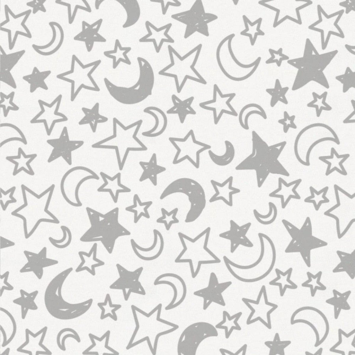 Organic Gray and White Stars and Moons Crib Sheet - MookyPookyandMuffin