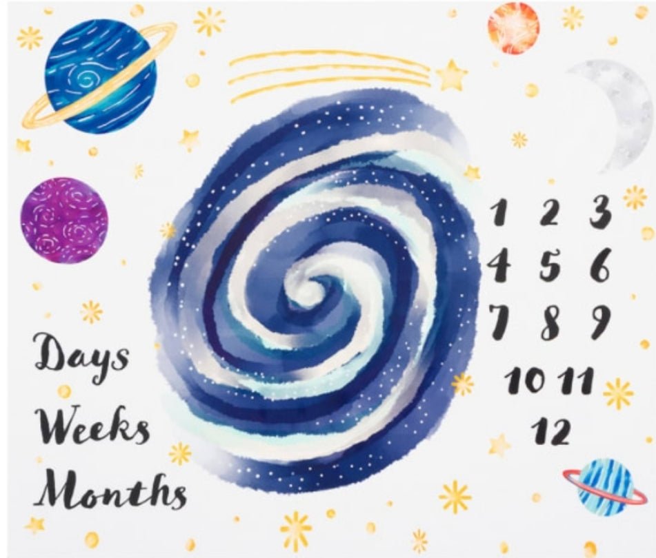Space Baby Milestone Blanket - MookyPookyandMuffin