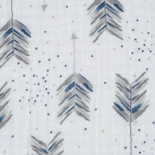 To the Point Silver and Blue Metallic Arrows Swaddle Blanket - MookyPookyandMuffin